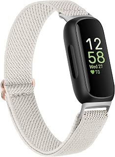 Vancle Elastic Bands for Fitbit Inspire 3 Bands Women, Breathable Adjustable Replacement Stretchy Nylon Loop Wristband Sport Straps Compatible with Fitbit Inspire 3 Fitness Tracker