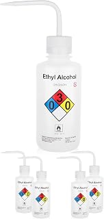 LABINVO 4PCS of Ethyl Alcohol Wash Bottles, Vol.500ml (17oz), Narrow Mouth, Self-Venting Safety Wash Bottle, LDPE Material, IN-WBE500