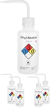 4PCS of Ethyl Alcohol Wash Bottles, Vol.500ml (17oz), Narrow Mouth, Self-Venting Safety Wash Bottle, LDPE Material, IN-WBE500