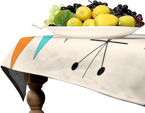 Miniatura 730 de Mantel floral hippie, diseño retro de los años 70, naranja, rosa, azul, floral, bohemio, estampado estético de margaritas, para fiesta, picnic