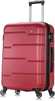 DUKAP - Travel suitcase with ergonomic handles and TSA lock, Rodez Collection with four swivel wheels and bolts, Red -, 24 pulgadas, Modern