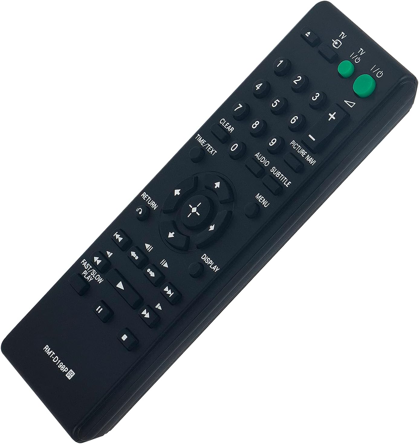 Front of the RMT-D198P remote control showing all buttons