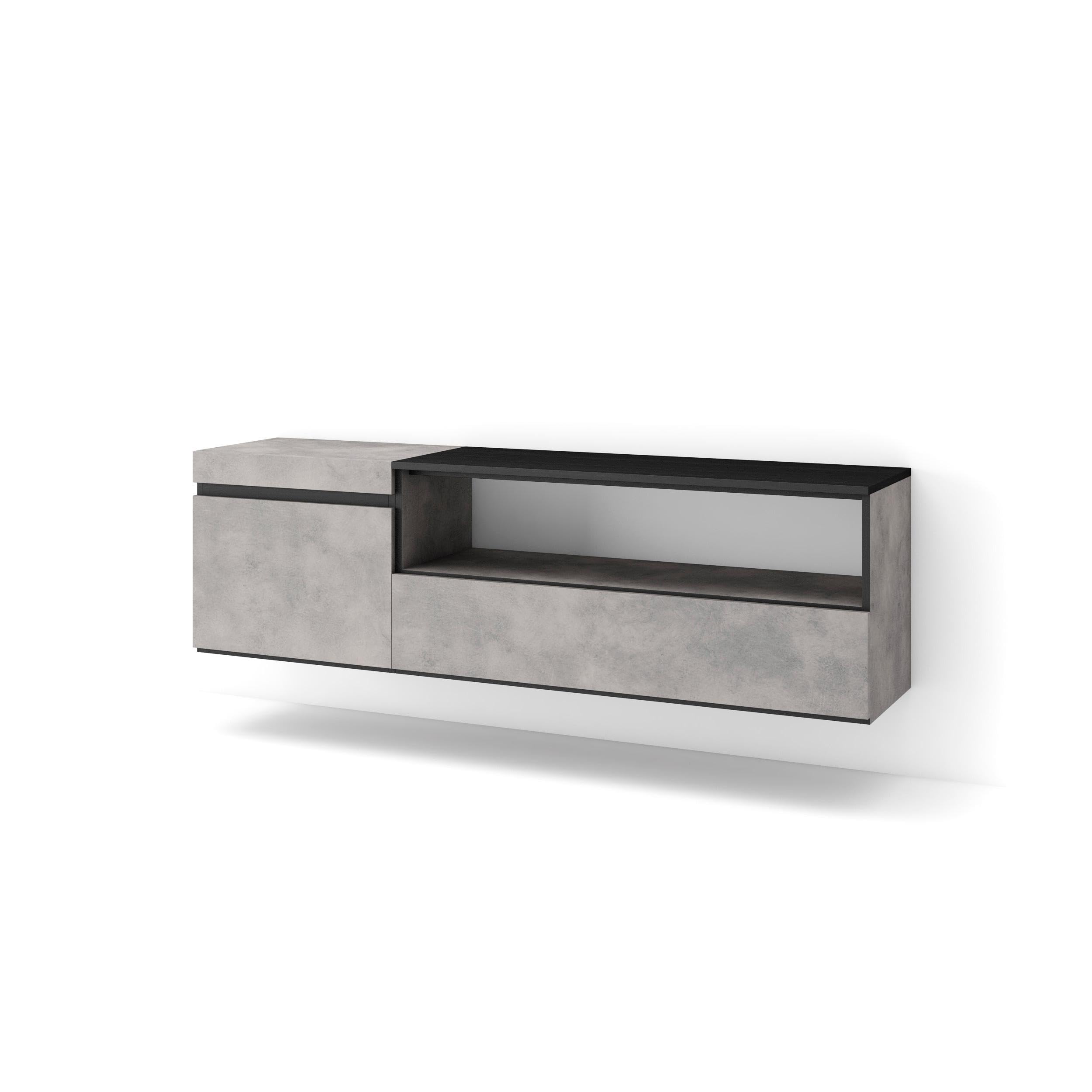 Banc télé avec grand espace de rangement mural 150cm moderne