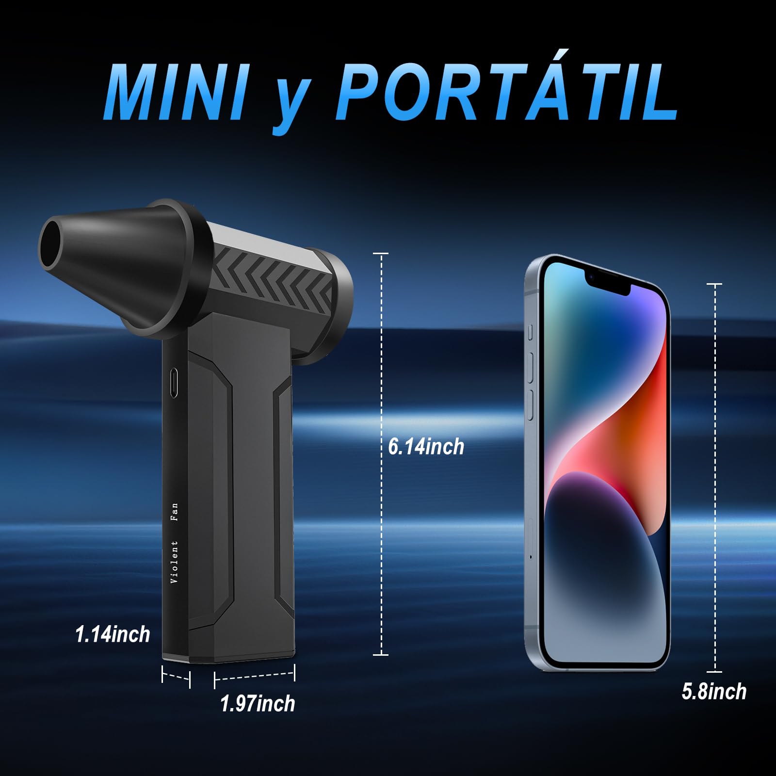 Aire Comprimido Limpieza PC, 160000 RPM Aire Comprimido Eléctrico, Batería de 10000 mAh, 4 Velocidades Ajustables para Limpiar PC, Sofá, Teclado, Coche, el hogar