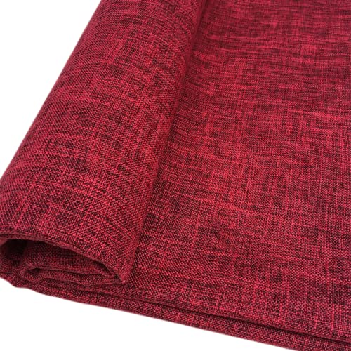 TinaKim Thick Linen Type Upholstery Fabric by The Yard, for Sofa Chair Slipcover Material (18 Dark red, (57x 36 inch))