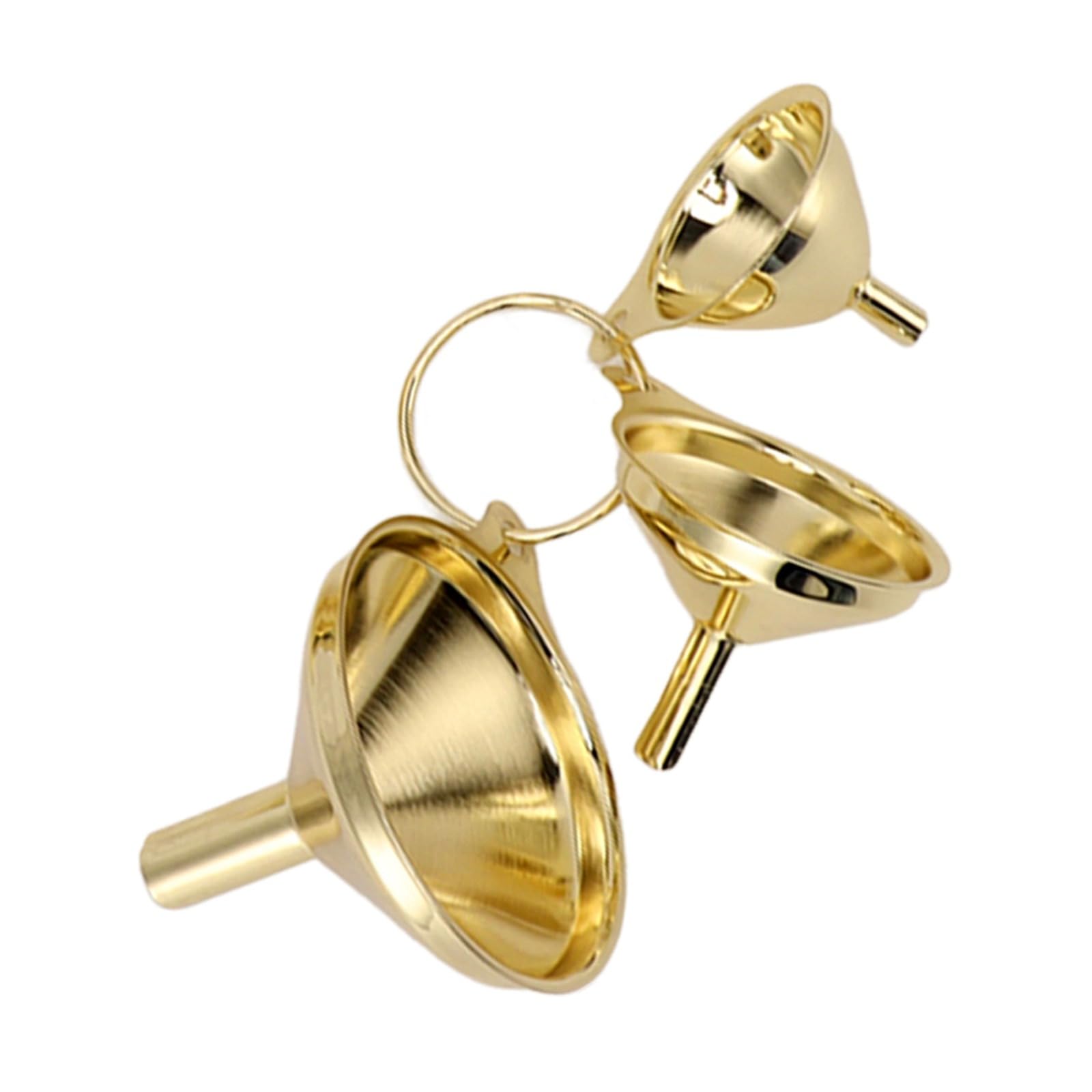 Gold Stainless Steel Funnel Set, Narrow Valve Rod, Convenient for Liquid Transportation, Arc Bucket Body Design for