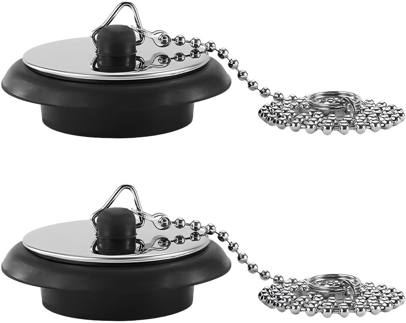 Sink Plug Replacement,2PCS Universal Kitchen & Bath Sink Plugs with Chain Durable UK Bathroom Sink Plug Replacement Leak-Proof & Easy Install