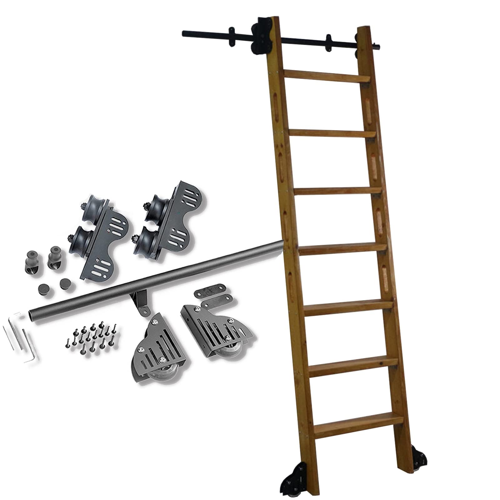 Rails pour échelle de bibliothèque coulissante pour salon et dressing
