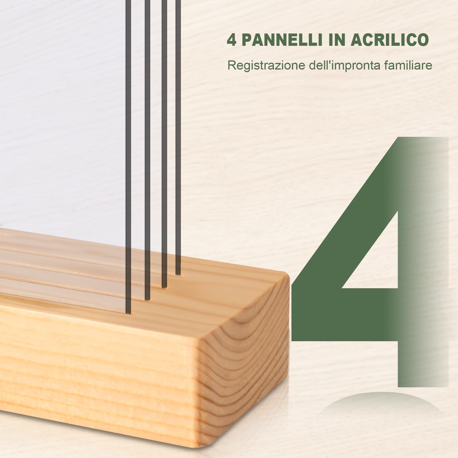 Kit Impronte Mani Famiglia 4 Pannelli In Plexiglas In 5 Colori Base In Legno, Impronta Mani e Piedi Neonati Ideale per Regalo Neonato, Regalo Battesimo, Nuovi Genitori