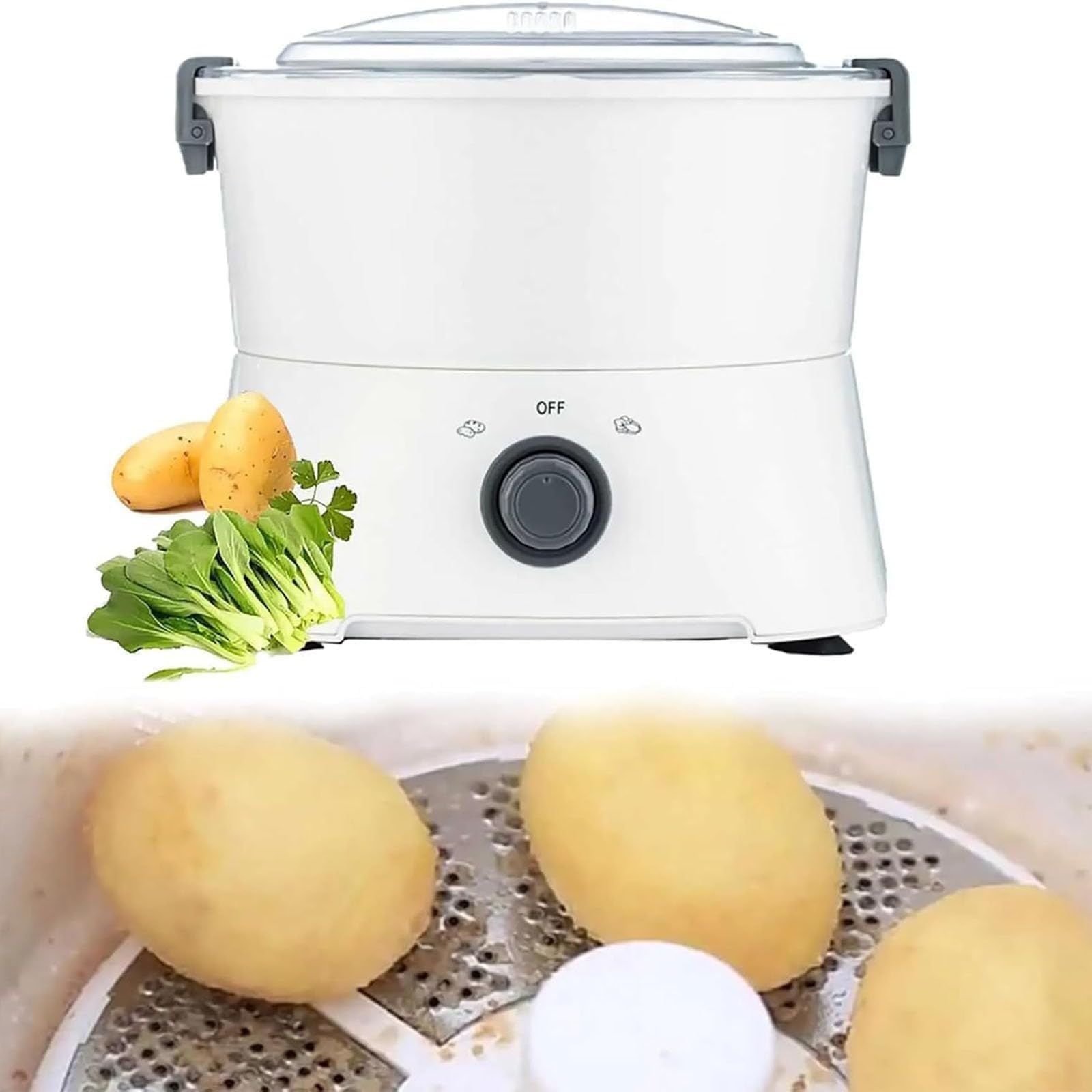 Peladora eléctrica de patatas, peladora rápida, capacidad de 800 g, herramienta multifunción, herramienta giratoria automática de ensaladas y dispositivo de pelado rápido de verduras