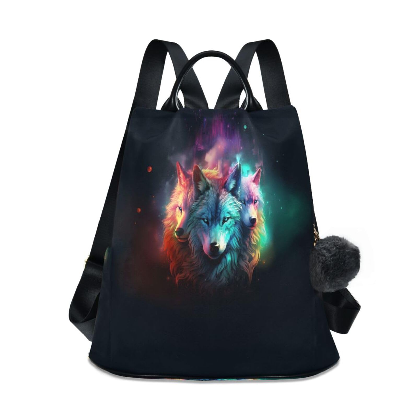 Sac à dos loup au design abstrait et imprimé multicolore moderne - 2
