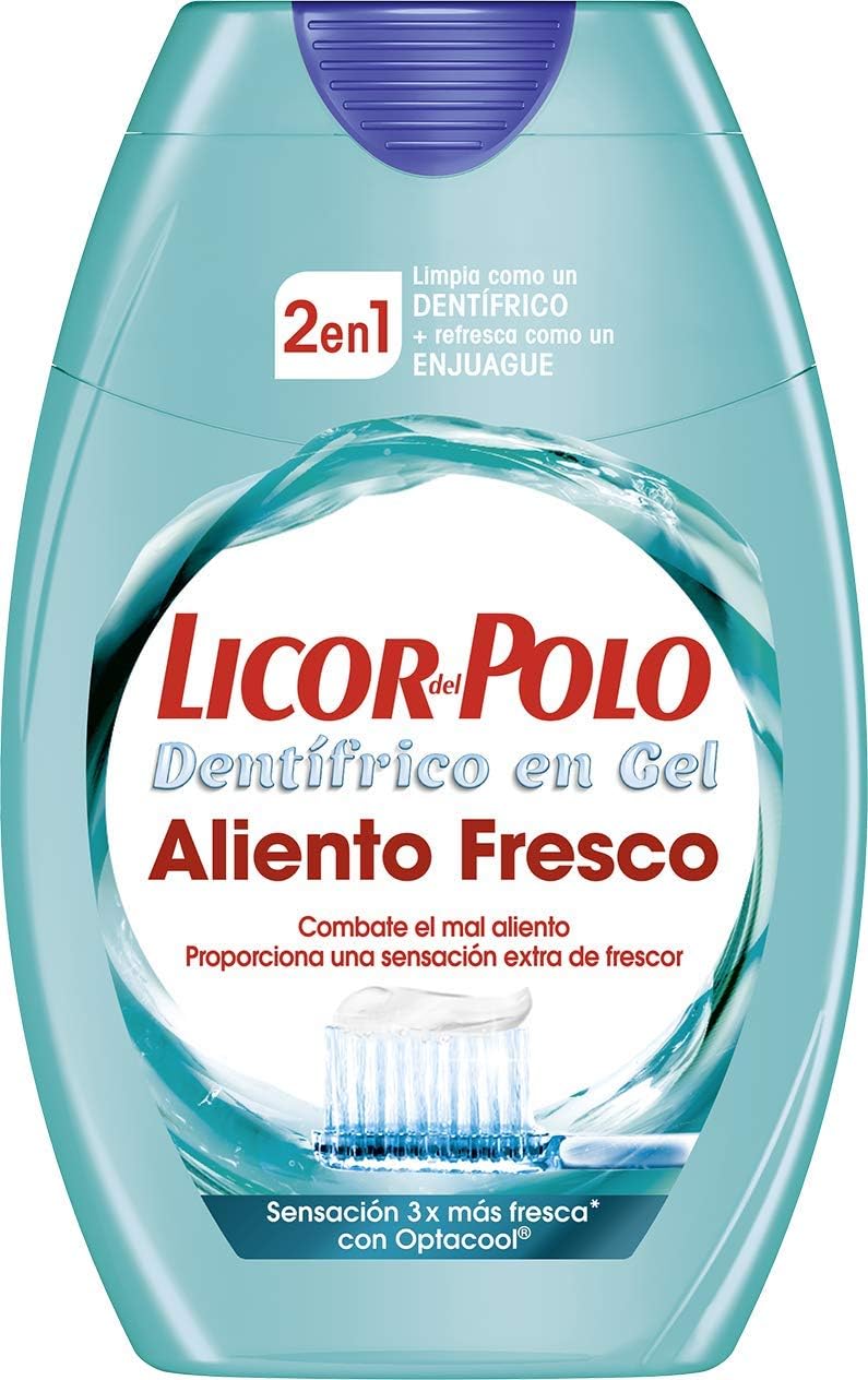 Licor del Polo - 2 in 1 Toothpaste - Fresh Breath - Fights Bad Breath, Blue, 75 Milliliters