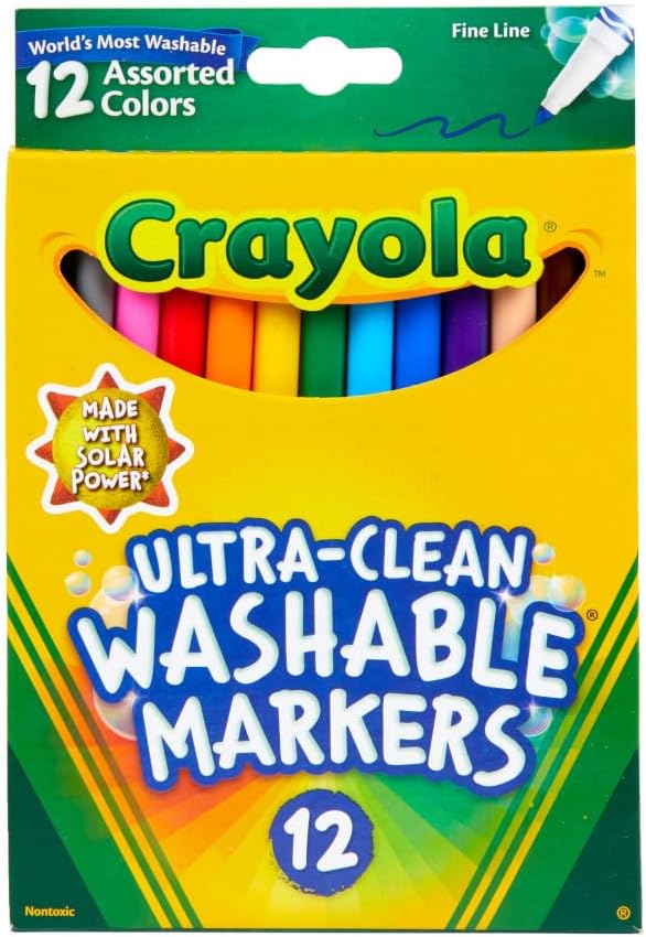 Ultra Clean Washable Markers, Fine Line, Classic Colors, 12 Count