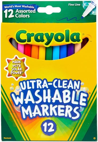 Crayola Markery cienkich linii, zmywalne, 12 sztuk