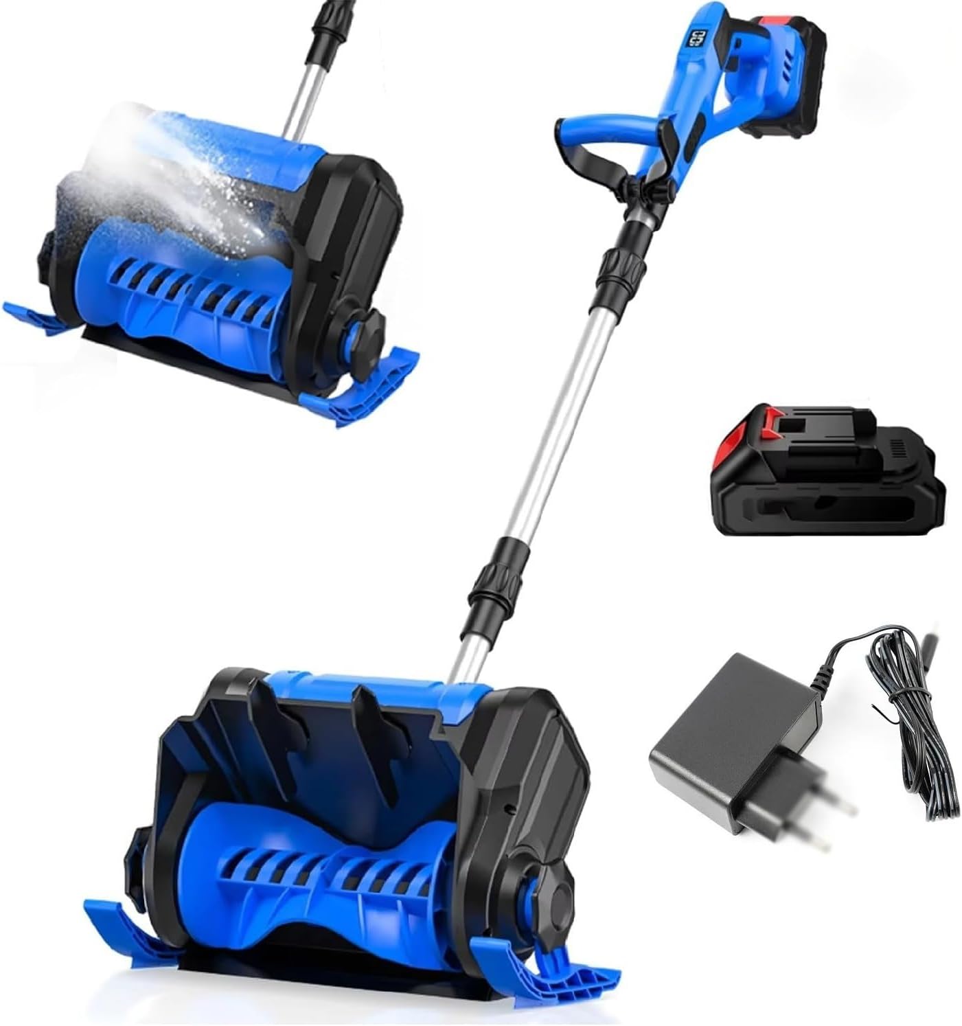 Cordless Snow Shovel, Foldable Handheld Snow Thrower, Aluminum Alloy Material & Battery Capacity Display, 30cm Clearing Width & 8.5m Throwing Distance, 3000 RPM Auto Electric Snow Thrower