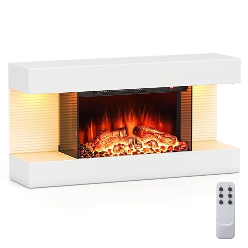 COSTWAY three sided electric fireplace with floating mantel