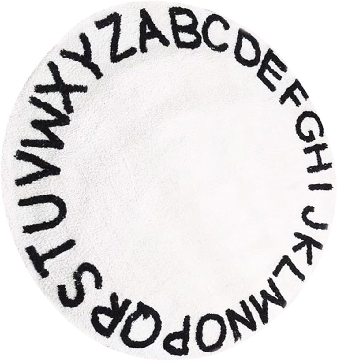 VICASKY Round Area Rug for Non Slip Floor Mat Cartoon Nordic Style Alphabet Carpet Decorative Cushion for Playroom Bedroom