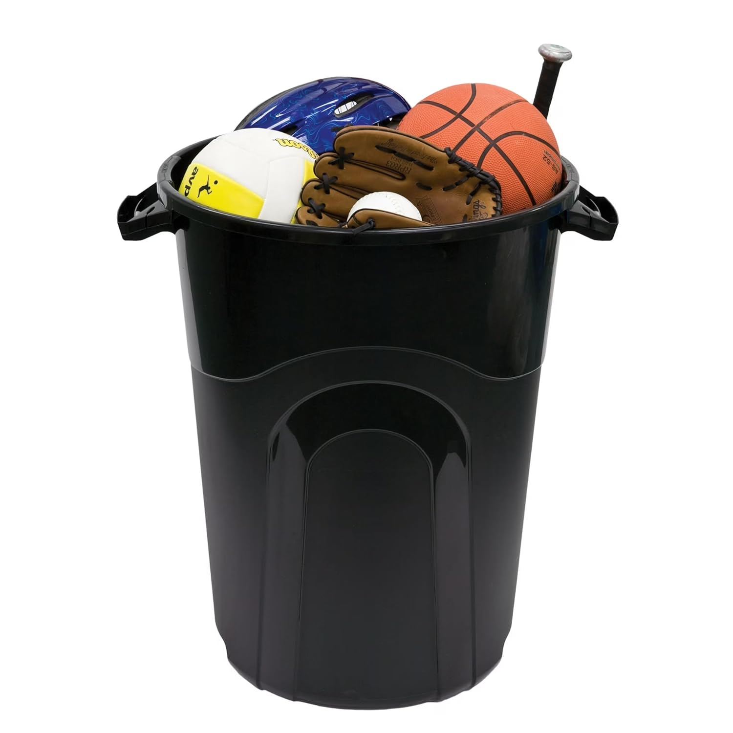 32 Gallon Heavy Duty Injection Molded Trash Can with Click Lock Lid, Easy to Carry Garbage Can with Sturdy Construction, Black