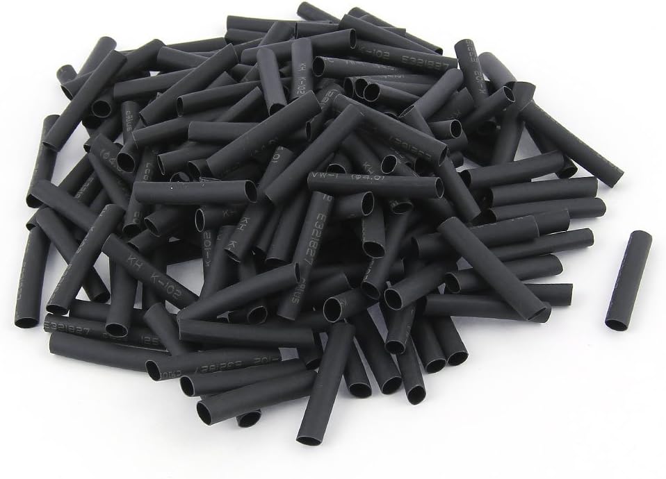 Sourcingmap 200pcs Wrap Wire Black 4mm Dia Heat Shrink Tube Sleeving 2:1