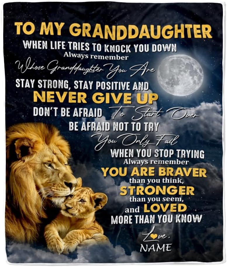 Personalized to My Granddaughter Blanket from Grandpa Grandma Never Forget That I Love You Bear Granddaughter Birthday Christmas Bed Fleece Throw Blanket (50 x 60 in Youth Size)
