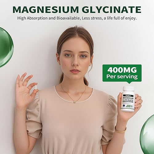 Miniatura 4 de Glicinato de magnesio 400 mg por porción, 100% quelado para una alta absorción, suave para el estómago, sin OMG, 90 cápsulas vegetarianas