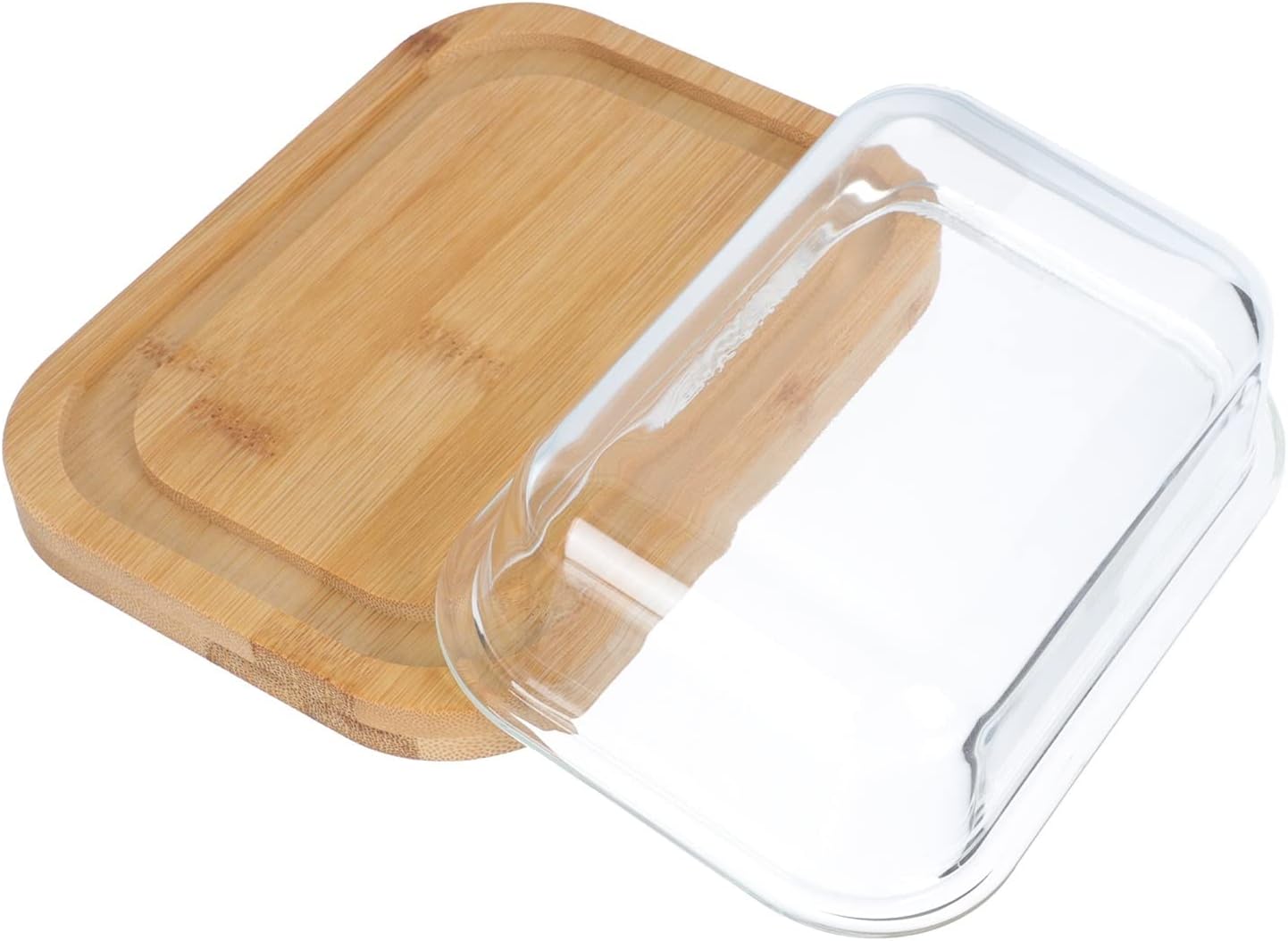 Butter Container Butter Dish Rectangular Cheese Storage Tray Plate Butter Container with Glass Lid Keeper Butter Dishes for All Types of Butter