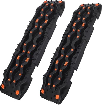 Recovery Traction Boards 2pcs 10T Car Traction Board Mat 115CM Rail Recovery Emergency Rescue Tire Tool for Off-Road Vehicle Snow Sand Mud RampOrange