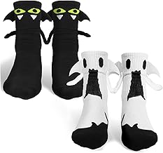 2 Pairs Halloween Fun Socks Magnetic with Hands Ghost Bat Funny Socks for Men Women Halloween Gift