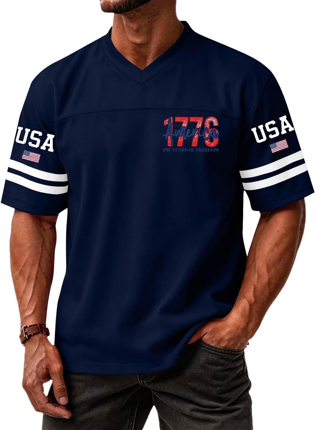 4Th of July Shirts for Men Independence Day Crewneck Tops Summer Loose Shirts 250Th Anniversary Short Sleeve Shirt