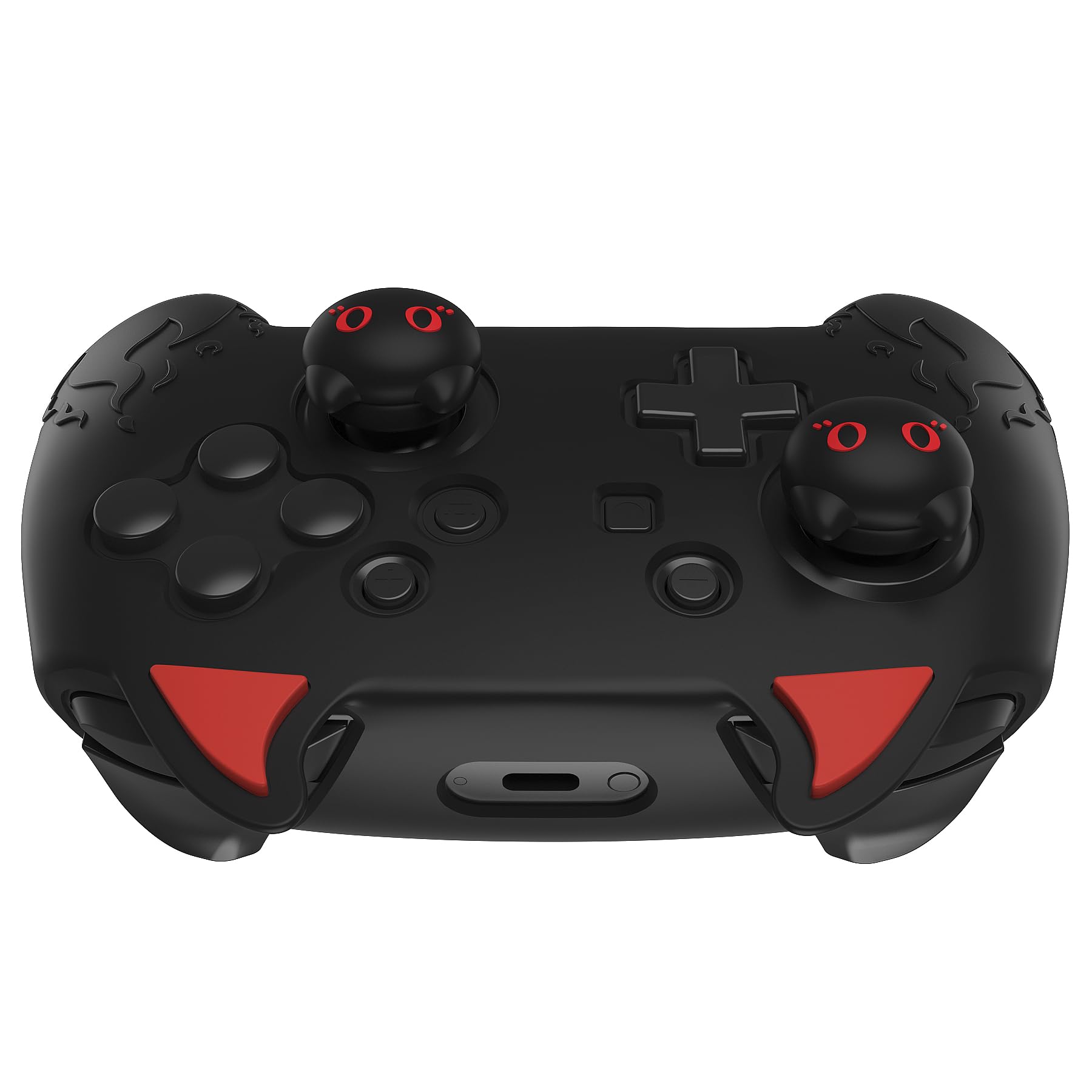 playvital Cover Skin per Nintendo Switch PRO Controller,Demone Carino Custodia Silicone Protettiva Antiscivolo per Nintendo Switch 1 PRO Joystick&Copri Analogici&Adesivi-Nero