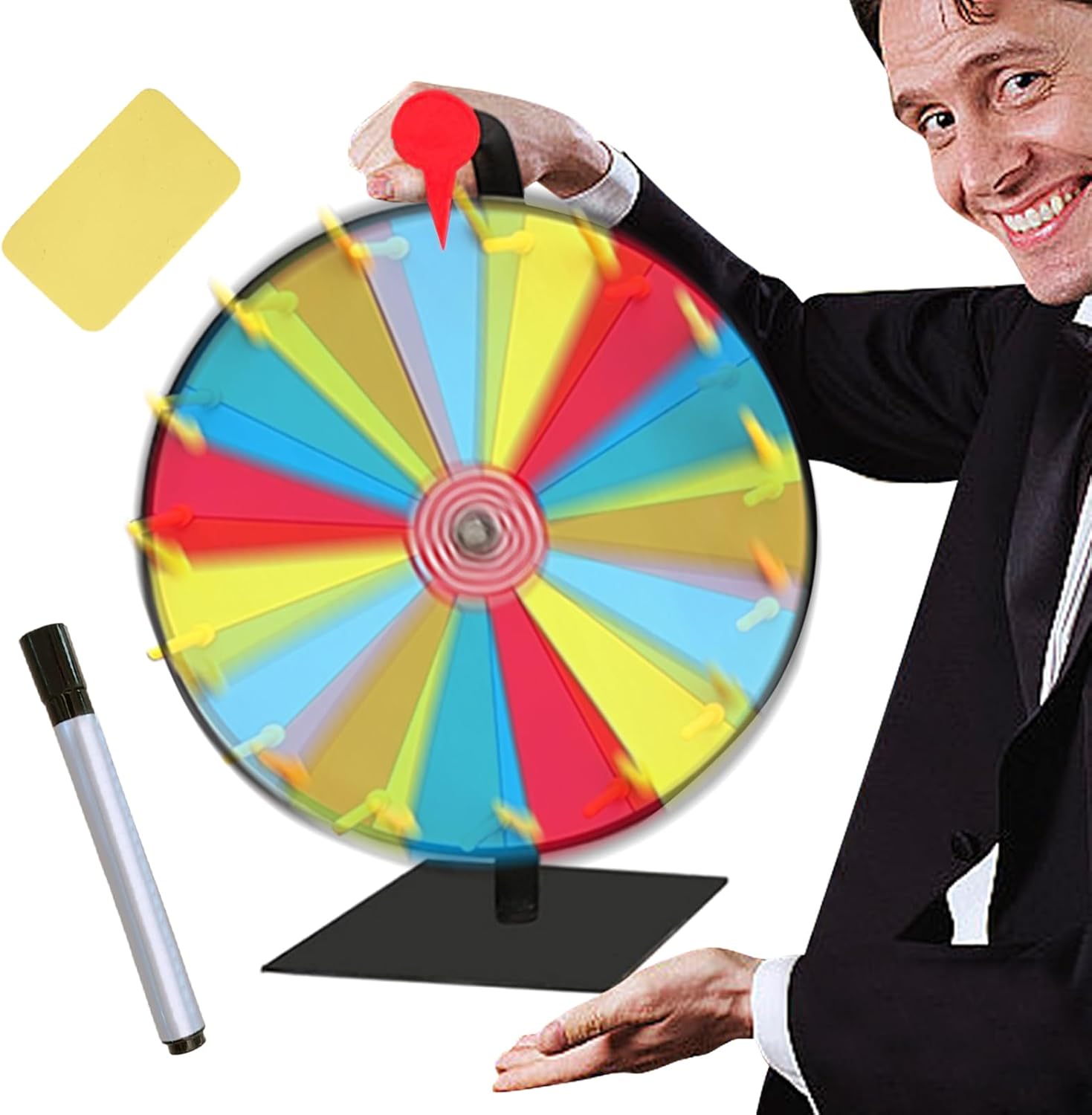 Prize Wheel, Wheel of Fortune Lottery Turntable Color 15 Slots Heavy Duty Tabletop Roulette Spinner Spinner Wheel for Prizes with Dry Eraser and Marker for Trade Show Carnival
