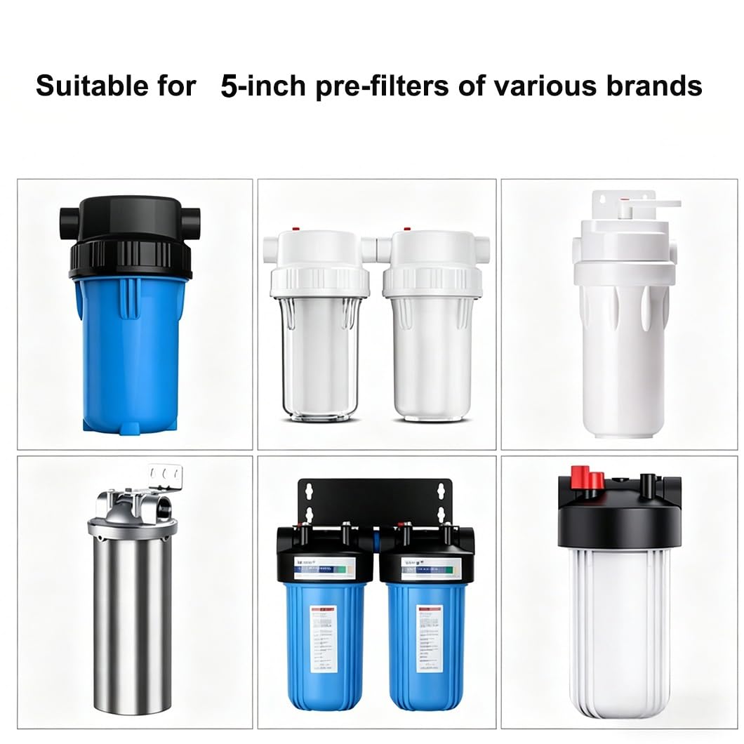 Zestaw 6 uniwersalnych plisowanych filtrów sedymentacyjnych 5 x 2,7 cala, pasujących do5-calowych obudów filtrów do uzdatniania wody w całym domu i obiektach komercyjnych