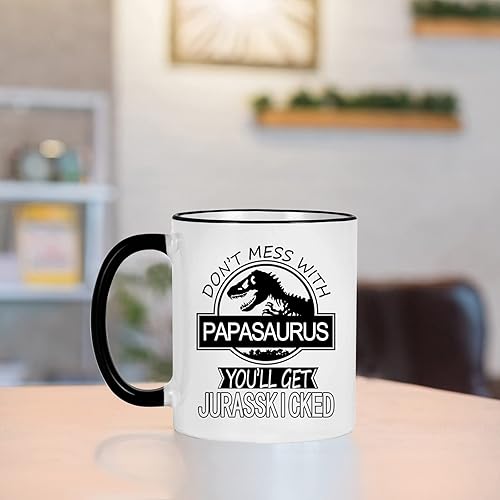 Miniatura 3 de Taza con texto en inglés Don't Mess With Grandpasaurus You'll Get Jurasskicked, regalos de cumpleaños para el día del padre para el abuelo de parte