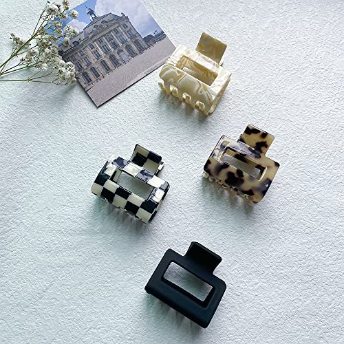 Bmobuo Checkered Hair Clips Claw Clips For Thick Hair Acetate Hair Clips 4Pcs Claw Clips For Thin Hair 2" Hair Clips For Women Small Hair Clips Tortoise Barrettes Hair Accessories For Women #TOP1