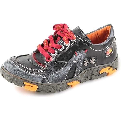 CHSHOER Women's Leather Patchwork Shoes Lace-Up Casual Shoes