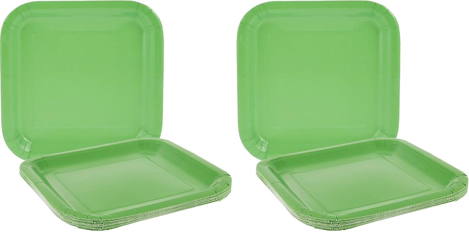 Lime Green Solid Square Paper Dinner Plates - 9" (Pack of 14) - Elegant & Durable Plates for Parties, Weddings & Events image 4