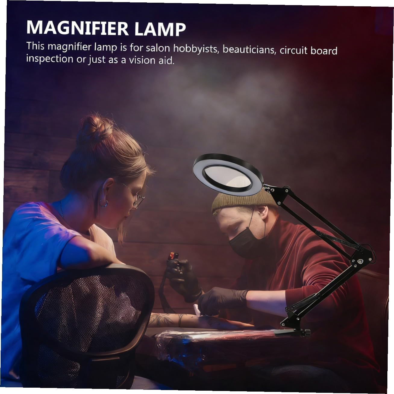 1pc Led Lamp Clamp Desk Light for Crafts Reading and Beauty Tasks Level Brightness Color Temperature High-Definition Magnifier Light
