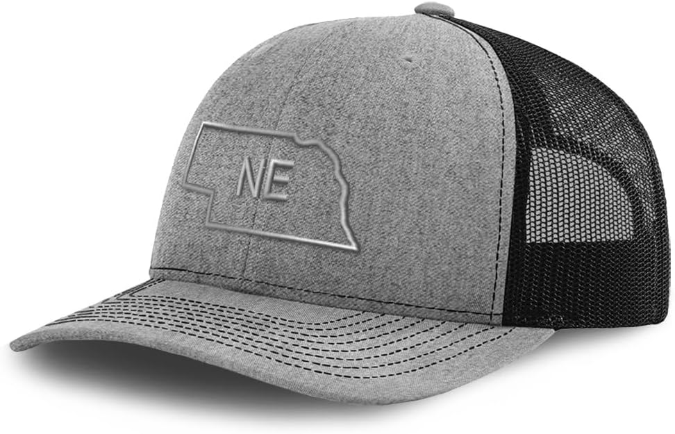Custom Richardson Mesh Cap Hat Embroidered Nebraska State Map Ne Embroidery Trucker Hats for Men & Women