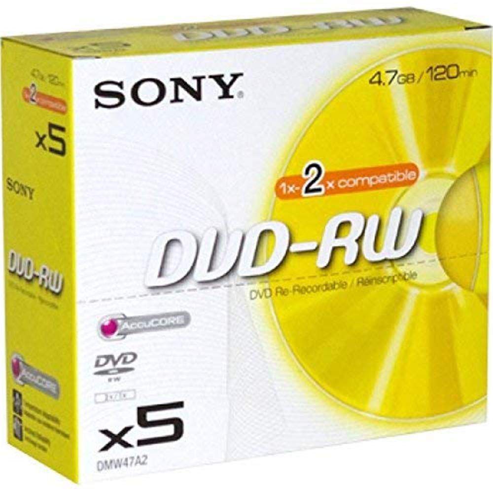 Sony 5DPW120A - Disco Dvd+rw Sony 4.7gb /ds 5, pack de 5