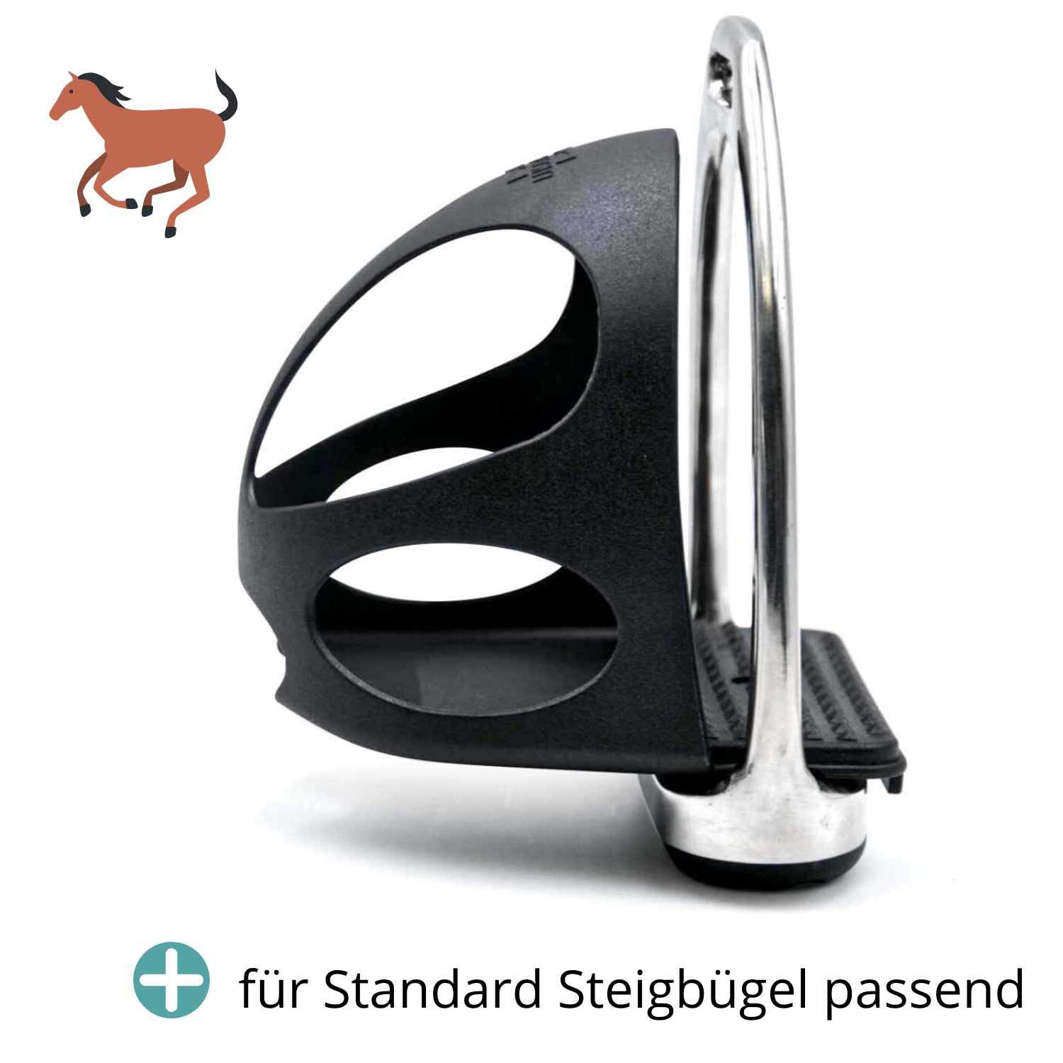 SteigbÃƒ¼geleinlage Durchrutschschutz with 1 Pair = 2 Pieces / Durchrutschschutz Stirrup for Adults Black SicherheitssteigbÃƒ¼geleinlage with CAP by Amesbichler | Juego de 2 almohadillas de seguridad para adultos con tapa