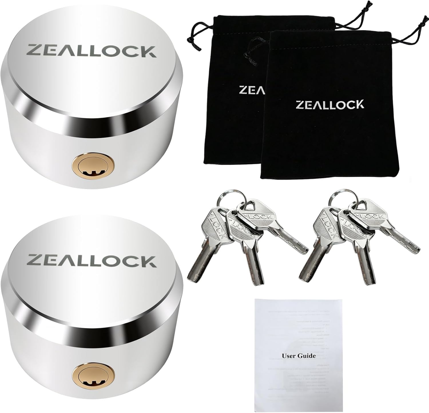 Premium Puck Lock with Hidden Shackle, Stainless Steel Padlock for Trailer, RV, Storage Unit, Truck, Van Security, Anti-Cut & Anti-Drill(Silver, 2 Pack)