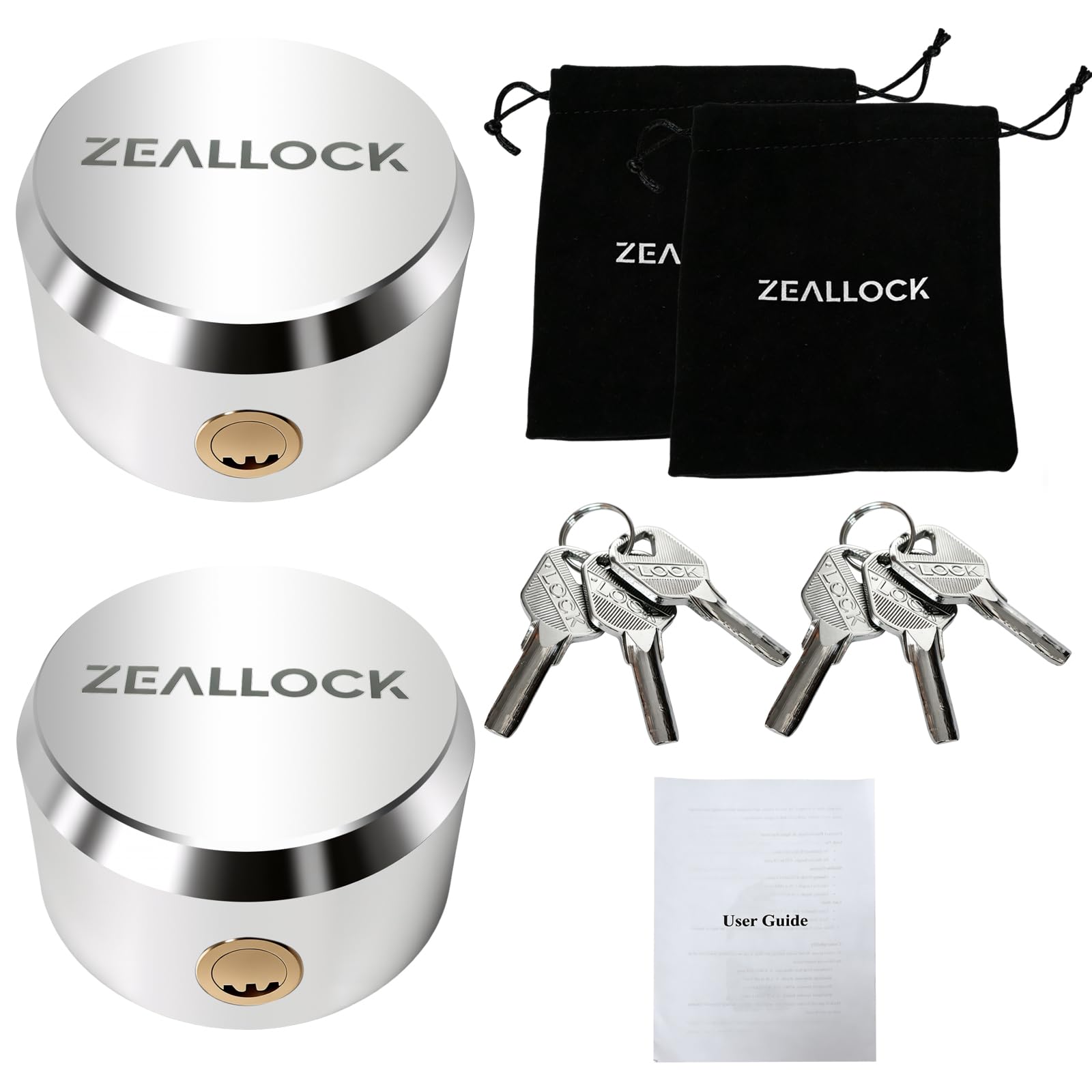 Photo 1 of Zeallock Premium Puck Lock with Hidden Shackle, Aluminum Alloy Padlock for Trailer, RV, Storage Unit, Truck, Van Security, Anti-Cut & Anti-Drill(Silver, 2 Pack)