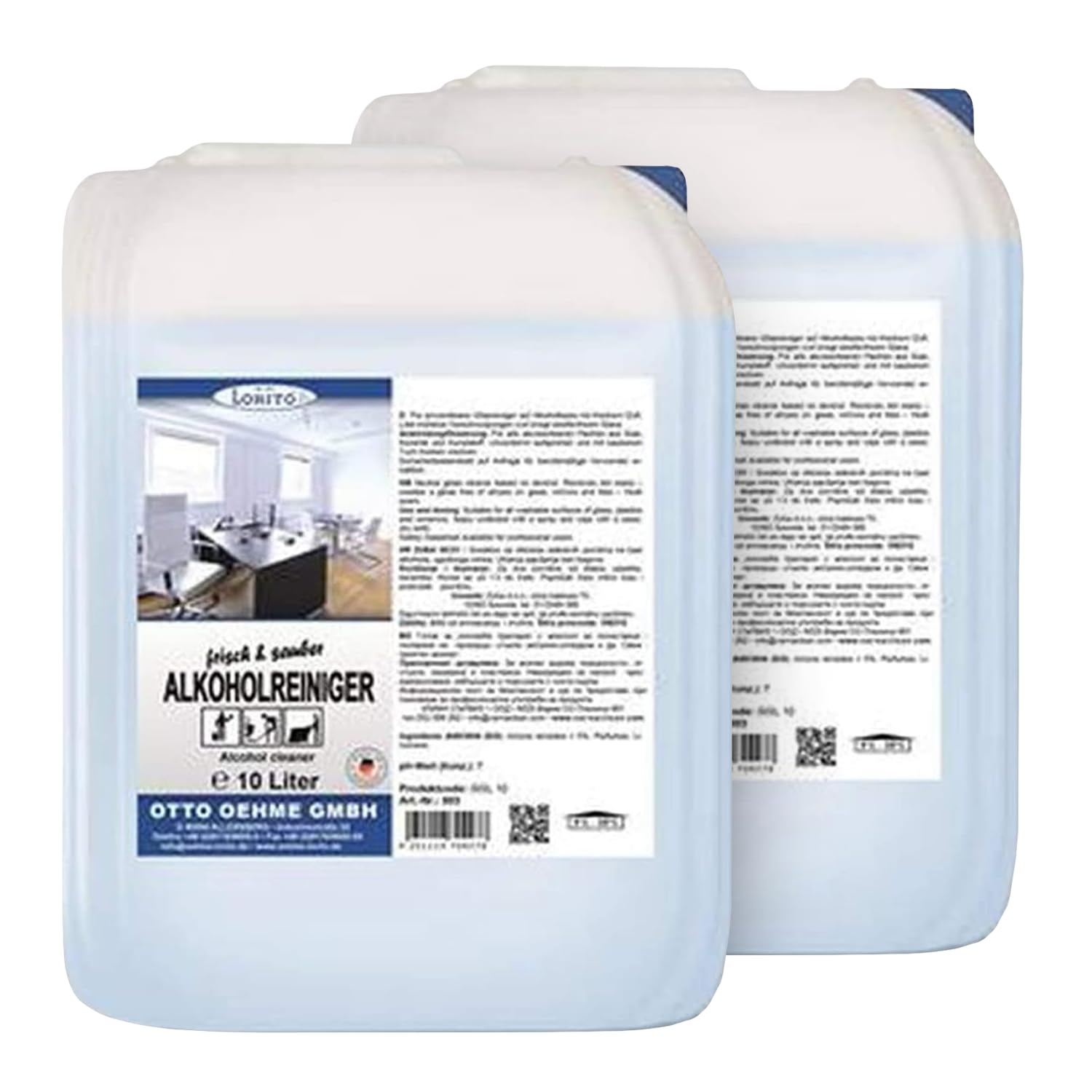 Lorito frisch & sauber Alkoholreiniger Konzentrat 2 x 10L Bodenreiniger | Kraftvoller Oberflächenreiniger zur Bodenreinigung, bringt Fliesen, Keramik, Kunststoff, Glas & Naturstein auf Hochglanz