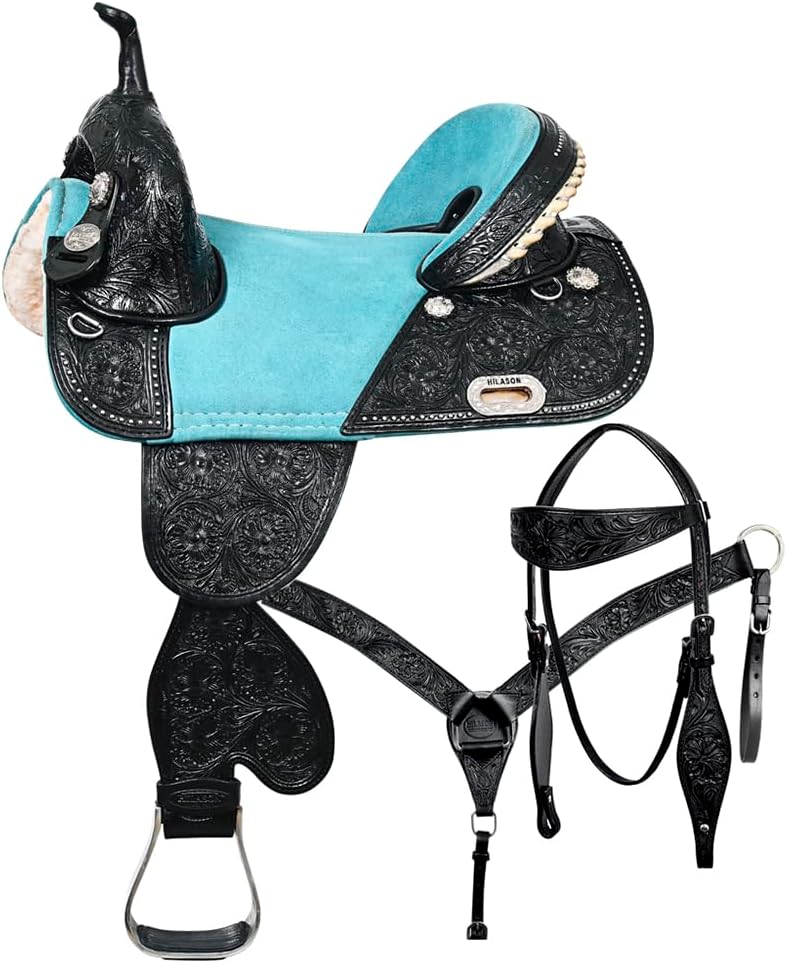 HILASON Western Horse Saddle Treeless American Lather Trail Barrel Tack | for Horses Leather