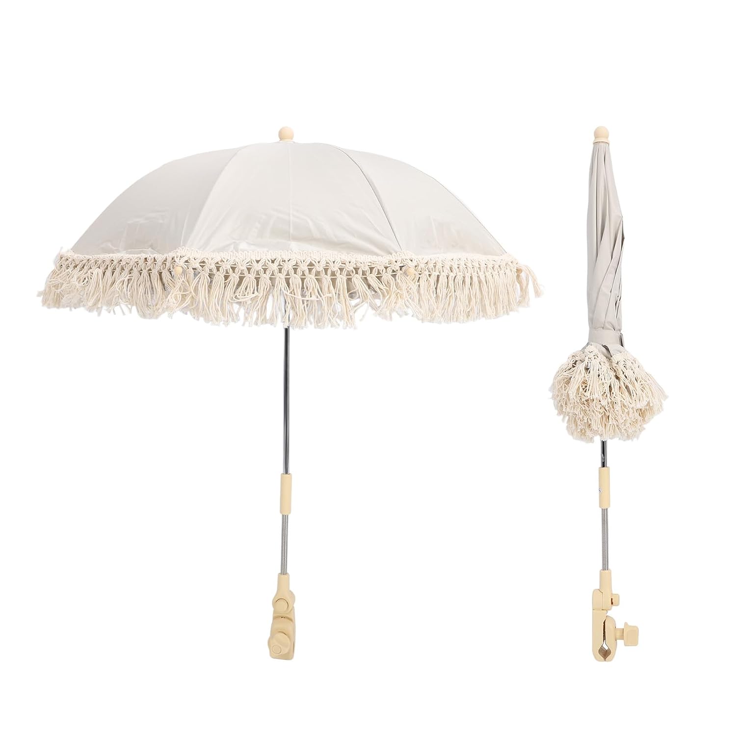 Stylish Baby Chair Sunshade Portable Blocking Baby Parasol for Strollers Pushchairs (Beige Umbrella)