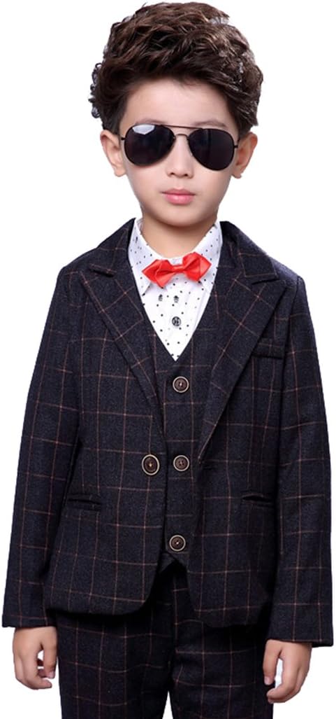Gele Boy 4 Pieces Fashion Formal Suit,Bow Tie+Vest+Pants+Blazer