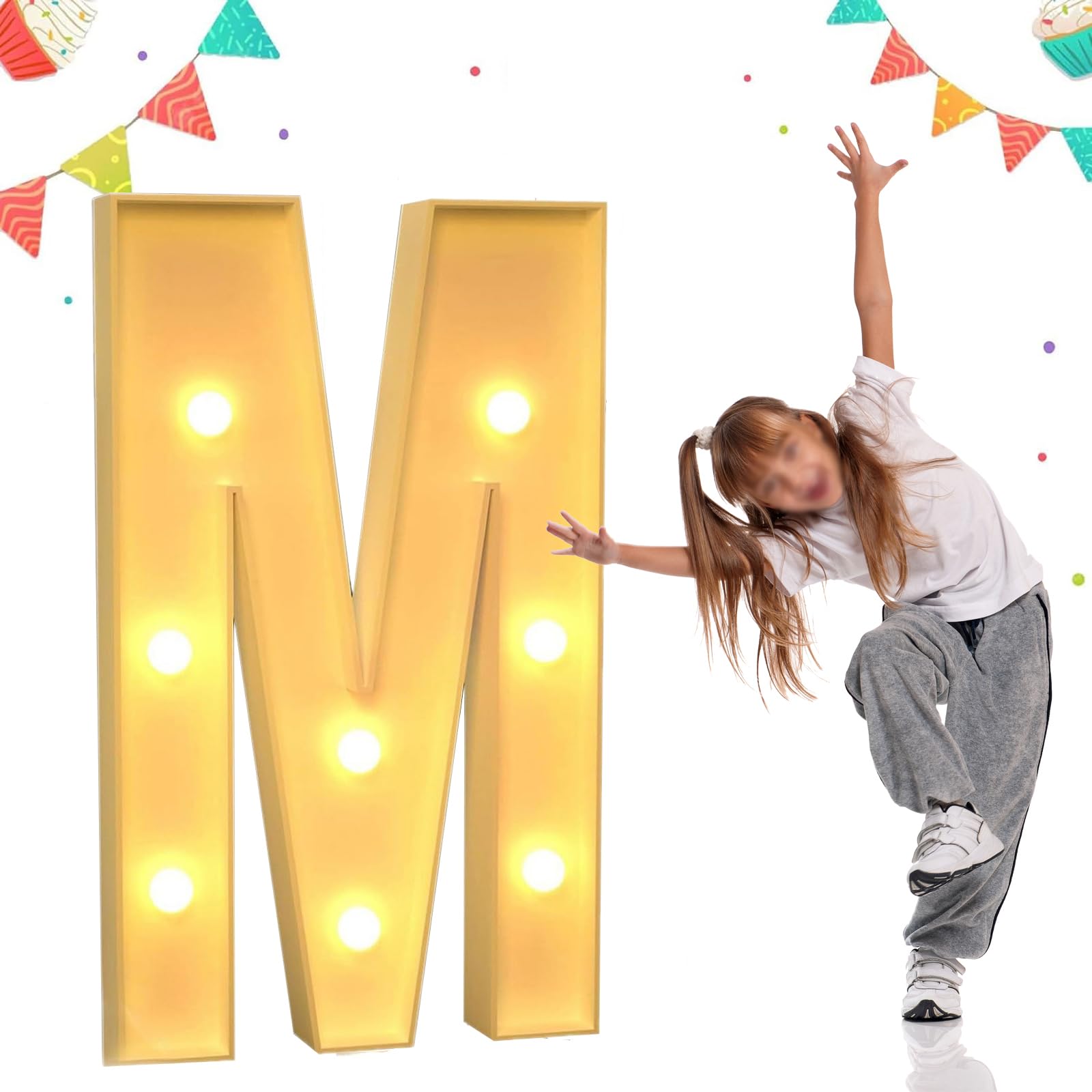 Chiffre lumineux 100cm M pour réussir votre décoration de fête facilement