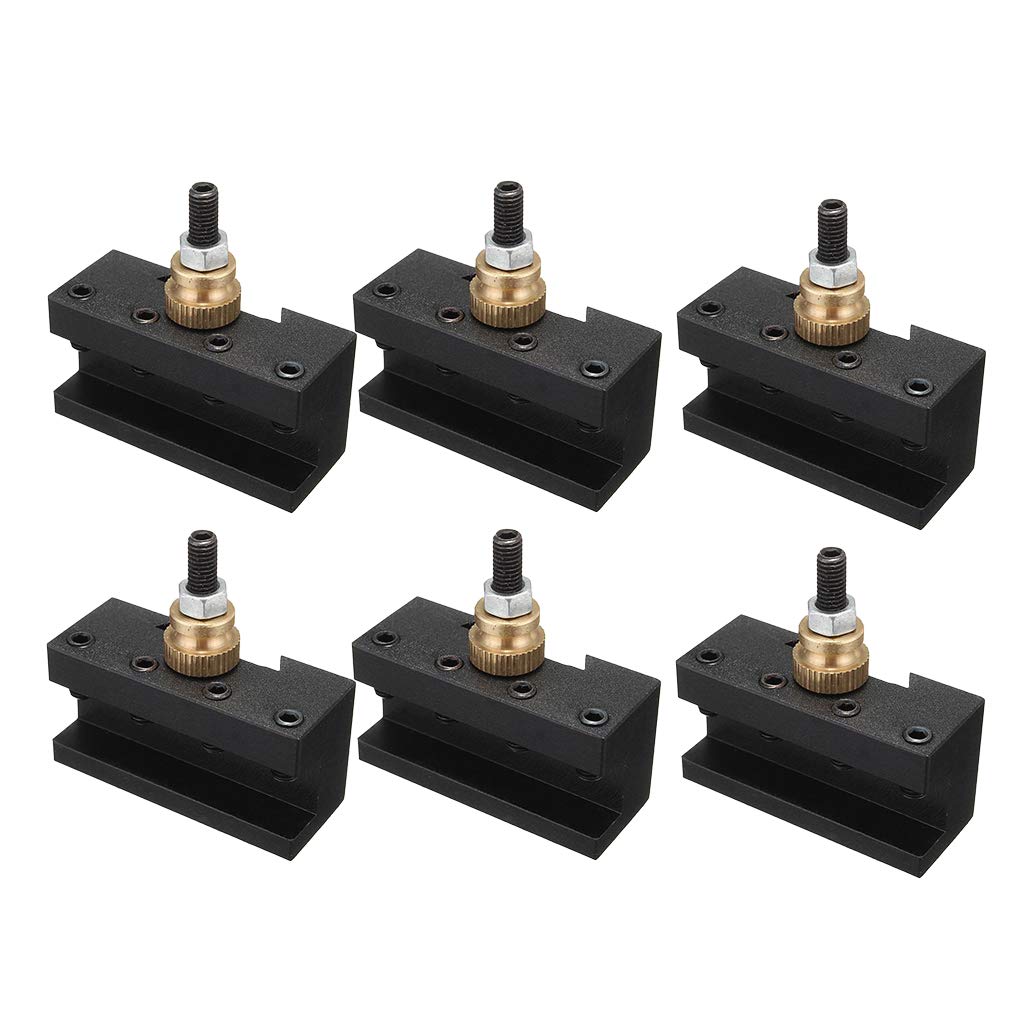 Mini Tornio a 4 Pezzi, Portautensili a Cambio Rapido, Portautensili per Fresatura, Portautensili per Tornitura, Lega di Alluminio per Officina, Nero + rame, 6pcs