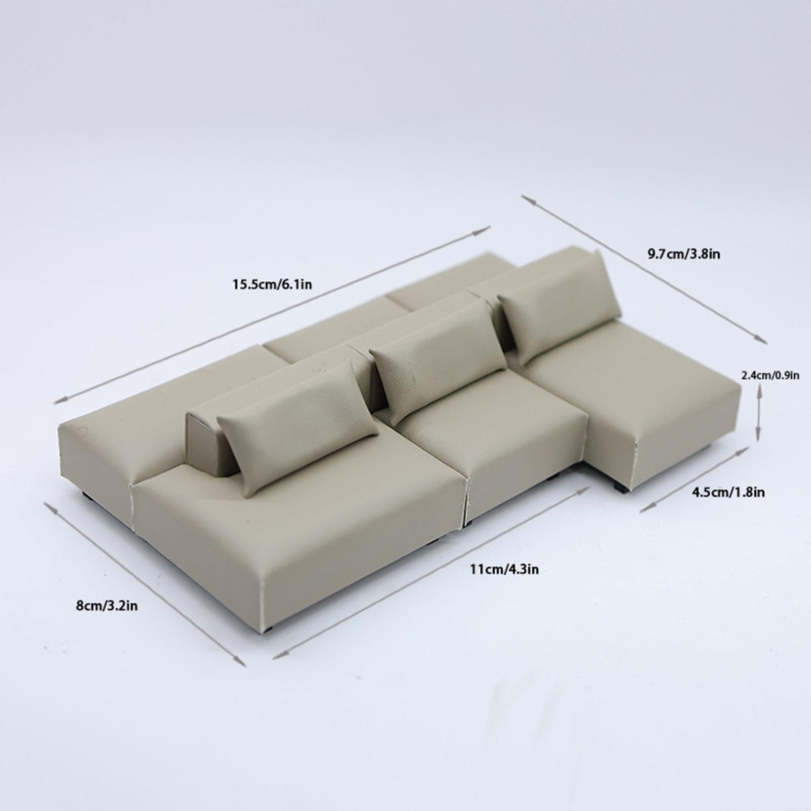 harayaa Sofá Miniatura para Casa de Muñecas, Sofá Moderno para Casa de Muñecas, Juguete de Juego de Imitación, Micromuebles, Cojín Artificial, Fabricado, S 2 Rows Gray