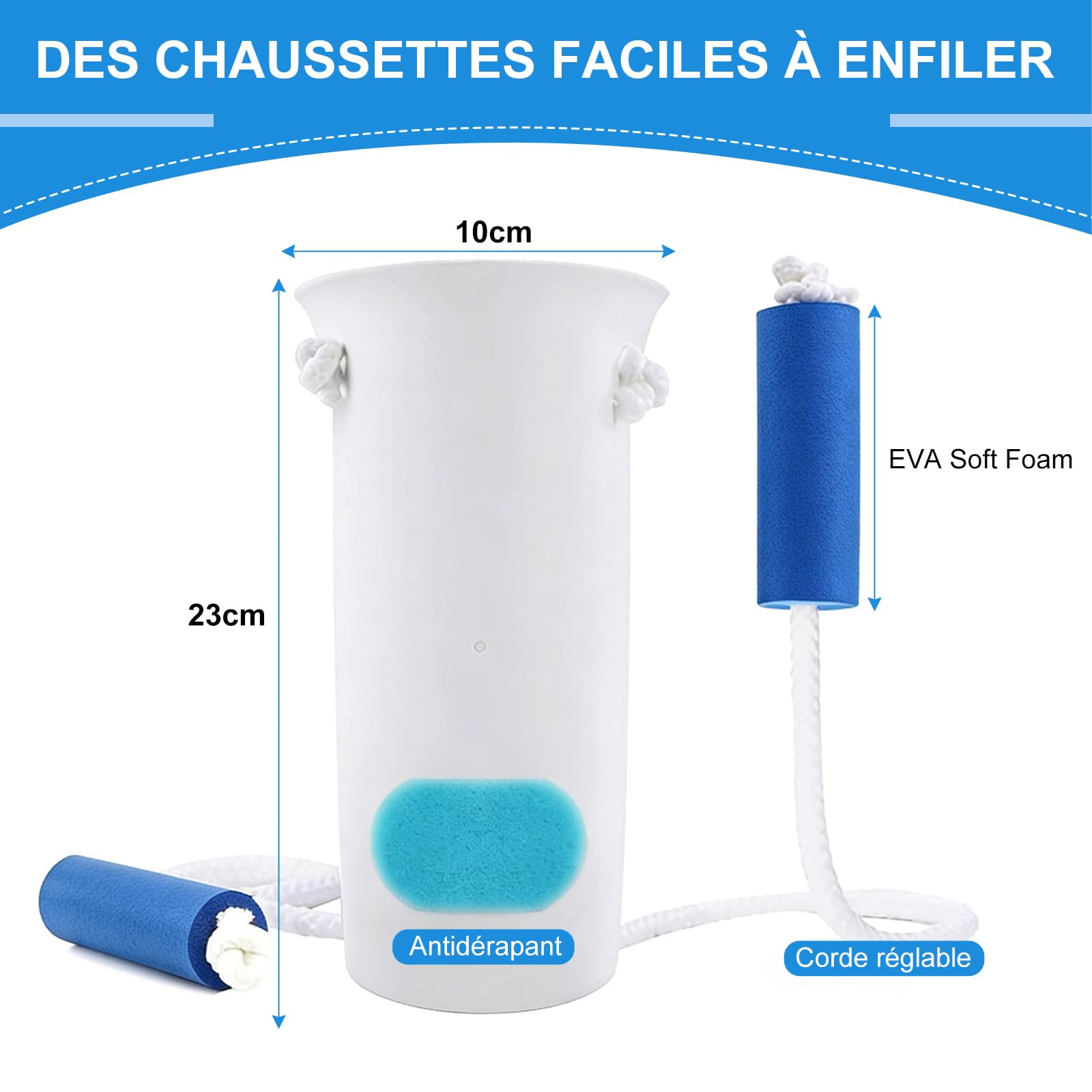Enfile chaussette, Pour personnes âgées et handicapées, Adapté Post-Opération Coxale, Personnes Âgées, Femmes Enceintes & Personnes à Mobilité Réduite